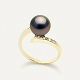 Anello - Perle coltivate di Tahiti - Diametro rotondo 8-9 mm - Gioielli da donna - Oro bianco - Diamanti