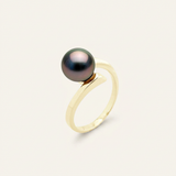 Anello- Perle di Tahiti- Diametro tondo 8-9 mm- Oro giallo