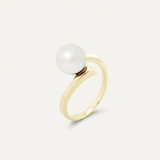 Anello- Perle Coltivate- Rotonde 8-9 mm Bianco- Oro Giallo
