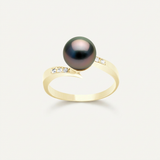 Anello - Perle coltivate di Tahiti - Diametro rotondo 8-9 mm - Gioielli da donna - Oro giallo - Diamanti