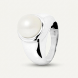 Anello - Perle coltivate d'acqua dolce - Diametro bottone 9-10 mm Bianco -