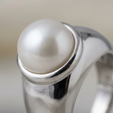 Anello - Perle coltivate d'acqua dolce - Diametro bottone 9-10 mm Bianco -