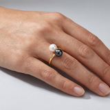 Anello Duo in oro bianco e perla coltivata