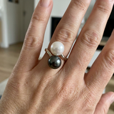 Anello Duo in oro bianco e perla coltivata