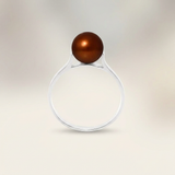 Anello- Perle coltivate d'acqua dolce- Diametro rotondo 7-8 mm Cioccolato- Misura 48 (EU)- Oro bianco