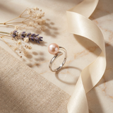 Anello con perle coltivate d'acqua dolce in oro bianco - diametro rotondo 8-9 mm Rosa