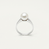 Anello- Perle Coltivate- Rotonde 8-9 mm Bianche- Oro Bianco