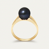 Anello con perla coltivata d'acqua dolce - Diametro rotondo 8-9 mm Nera Tahiti