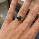 Anello con perla coltivata d'acqua dolce - Diametro rotondo 8-9 mm Nera Tahiti