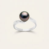 Anello - Perle coltivate di Tahiti - Diametro rotondo 8-9 mm - Gioielli da donna - Oro bianco - Diamanti
