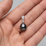 Orecchini - Perle di Tahiti - Pera 8-9 mm - Argento 925 millesimi