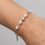 Bracciale con 4 perle coltivate d'acqua dolce - Diametro 6-7 mm Bianco - Argento 925 millesimi