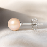 Orecchini - Perle coltivate d'acqua dolce rotonde 7-8 mm Rosa -