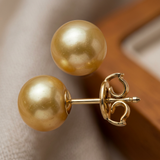 Orecchini - Perle coltivate d'acqua dolce - Bottone Diametro 9-10 mm Oro - Gioielli da donna - Oro giallo