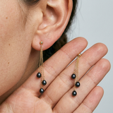 Orecchini - Perle coltivate d'acqua dolce - Pera Diametro 5-6 mm Nera Tahiti - Gioielli da donna - Oro giallo