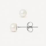 Orecchini - Bottone di perla coltivata d'acqua dolce 5-6 mm Bianca - Gioielli da donna