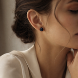 Orecchini - Perle coltivate d'acqua dolce - Bottone Diametro 9-10 mm Nero Tahiti - Gioielli da donna - Oro bianco