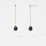 Orecchini - Perle coltivate - Pera 7-8 mm Nero Tahiti-Oro giallo