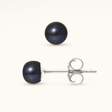 Orecchini - Bottone di perla d'acqua dolce coltivata 5-6 mm Nera Tahiti -