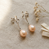 Orecchini - Perla coltivata d'acqua dolce - Pera 8-9 mm Rosa - Oro bianco