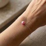 Bracciale - Perla coltivata d'acqua dolce - Diametro 8-9 mm Rosa fucsia - Argento sterling 925