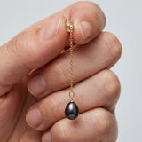 Orecchini - Perle coltivate - Pera 7-8 mm Nero Tahiti-Oro giallo