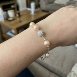 Bracciale con 4 perle coltivate d'acqua dolce - Diametro 6-7 mm Rosa - Argento sterling 925