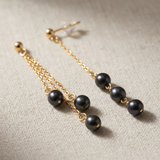 Orecchini - Perle coltivate d'acqua dolce - Pera Diametro 5-6 mm Nera Tahiti - Gioielli da donna - Oro giallo