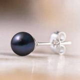 Orecchini - Perle coltivate d'acqua dolce rotonde 7-8 mm Nere Tahiti - Gioielli da donna