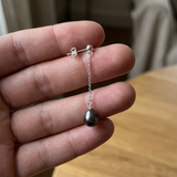Orecchini pendenti - Perle coltivate di Tahiti - Diametro ovale 8-9 mm - Argento sterling 925