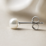 Orecchini - Bottone di perla coltivata d'acqua dolce 5-6 mm Bianca - Gioielli da donna