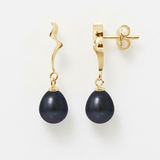 Orecchini - Perle Coltivate 8-9 mm Nera Tahiti - Oro Giallo