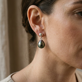 Orecchini - Perle coltivate di Tahiti - Diametro ovale 8-9 mm - Argento sterling 925