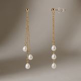 Orecchini - Perle coltivate d'acqua dolce - Pera Diametro 5-6 mm Oro bianco-giallo
