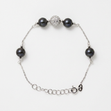 Bracciale con 4 perle coltivate d'acqua dolce - Diametro 6-7 mm Tahiti nere - Argento 925 millesimi