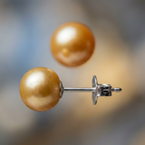 Orecchini a bottone con perle d'acqua dolce coltivate Diametro 9-10 mm Oro Oro bianco