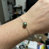 Bracciale - Perla coltivata d'acqua dolce - Diametro 8-9 mm Verde intenso - Argento sterling 925