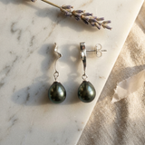 Orecchini - Perle di Tahiti - Diametro 9-10 mm - Oro bianco