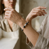 Bracciale con 4 perle coltivate d'acqua dolce - Diametro 6-7 mm Tahiti nere - Argento 925 millesimi