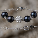 Bracciale con 4 perle coltivate d'acqua dolce - Diametro 6-7 mm Tahiti nere - Argento 925 millesimi