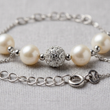 Bracciale con 4 perle coltivate d'acqua dolce - Diametro 6-7 mm Bianco - Argento 925 millesimi