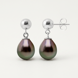 Orecchini - Perle coltivate di Tahiti - Diametro ovale 8-9 mm - Argento sterling 925