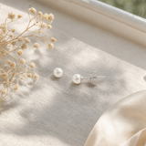 Orecchini - Bottone di perla coltivata d'acqua dolce 5-6 mm Bianca - Gioielli da donna