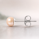 Orecchini - Bottone di perla coltivata d'acqua dolce 5-6 mm Rosa