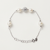 Bracciale con 4 perle coltivate d'acqua dolce - Diametro 6-7 mm Bianco - Argento 925 millesimi