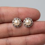 Orecchini - Perle coltivate d'acqua dolce bianche Corolle - Gioielli da donna - Argento sterling 925