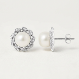 Orecchini - Perle coltivate d'acqua dolce bianche Corolle - Gioielli da donna - Argento sterling 925