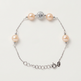 Bracciale con 4 perle coltivate d'acqua dolce - Diametro 6-7 mm Rosa - Argento sterling 925