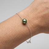 Bracciale - Perla coltivata d'acqua dolce - Diametro 8-9 mm Verde intenso - Argento sterling 925