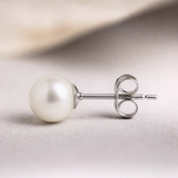Orecchini - Perle coltivate d'acqua dolce rotonde 7-8 mm Bianche